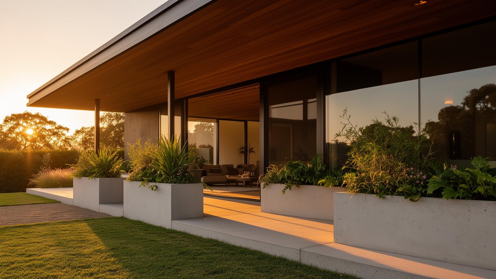 A young couple standing on the front porch of a craftsman home at golden hour